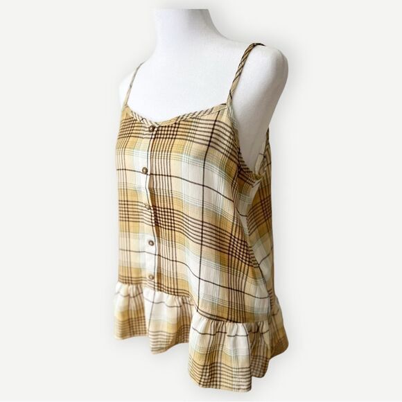 Charming Charlie Sleeveless Flowy Plaid Peplum Tank Top. Blouse. Small. - Picture 5 of 11